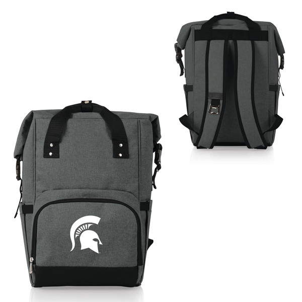 Michigan State Spartans On The Go Roll-Top Backpack Cooler, (Heathered Gray)