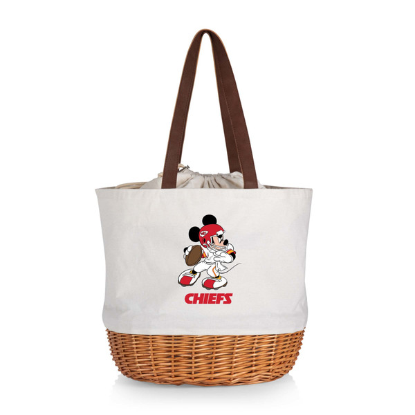 Kansas City Chiefs Mickey Mouse Coronado Canvas and Willow Basket Tote, (Beige Canvas)