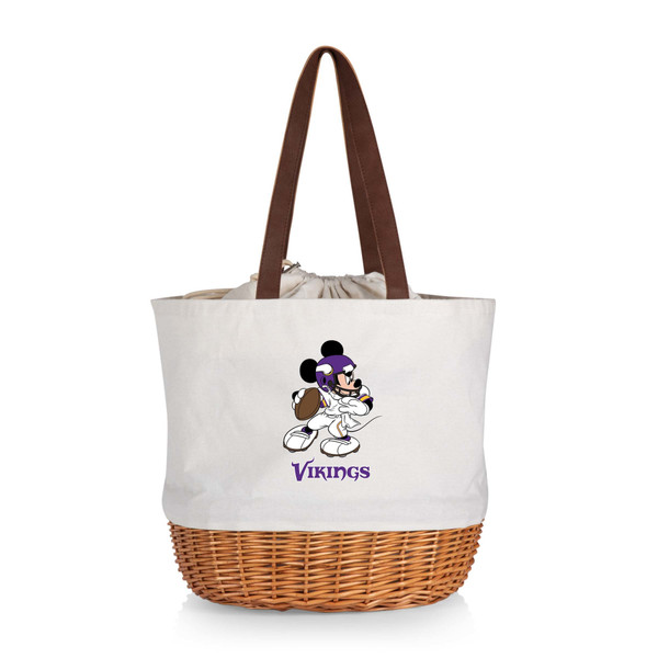 Minnesota Vikings Mickey Mouse Coronado Canvas and Willow Basket Tote, (Beige Canvas)