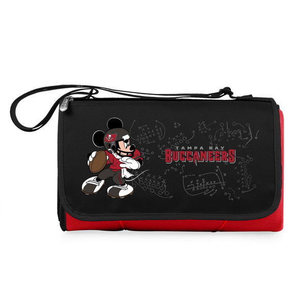 Tampa Bay Buccaneers Mickey Mouse Blanket Tote Outdoor Picnic Blanket, (Red with Black Flap)