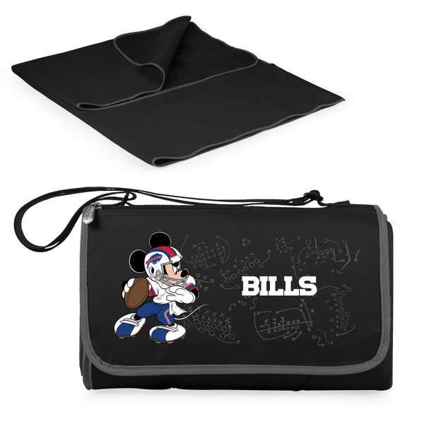 Buffalo Bills Mickey Mouse Blanket Tote Outdoor Picnic Blanket, (Black with Black Exterior)