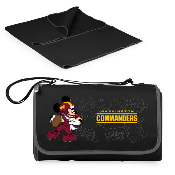 Washington Commanders Mickey Mouse Blanket Tote Outdoor Picnic Blanket, (Black with Black Exterior)
