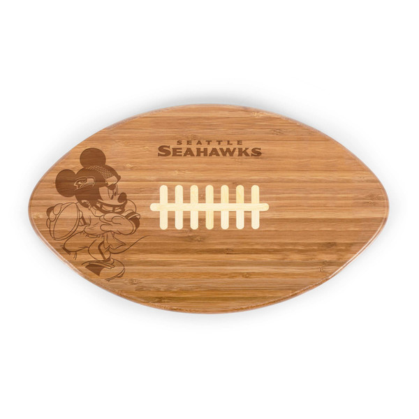 Seattle Seahawks Mickey Mouse Touchdown! Football Cutting Board & Serving Tray, (Bamboo)