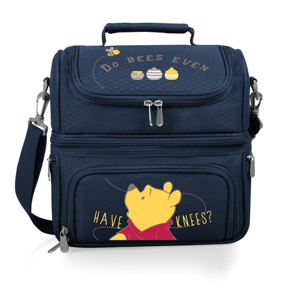 Winnie the Pooh Pranzo Lunch Bag Cooler with Utensils, (Navy Blue)