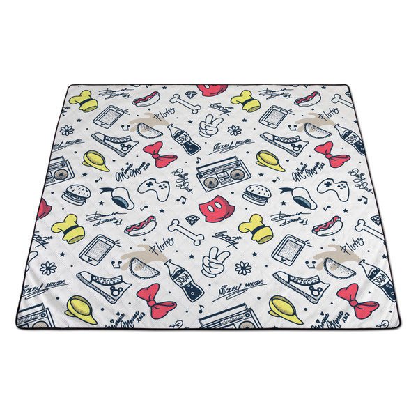 Mickey & Friends Impresa Picnic Blanket, (White with Red & Yellow Accents)