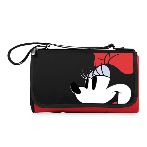 Minnie Mouse Blanket Tote Outdoor Picnic Blanket, (Red with Black Flap)