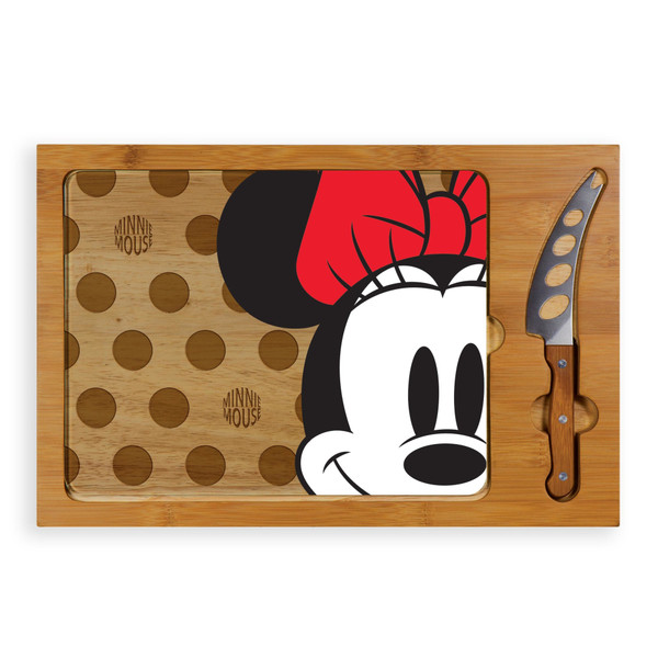 Minnie Mouse Icon Glass Top Cutting Board & Knife Set, (Parawood & Bamboo)