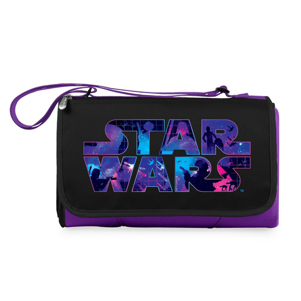 Star Wars Blanket Tote Outdoor Picnic Blanket, (Purple with Black Flap)