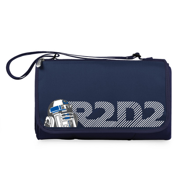 Star Wars R2D2 Blanket Tote Outdoor Picnic Blanket, (Navy Blue with Black Flap)