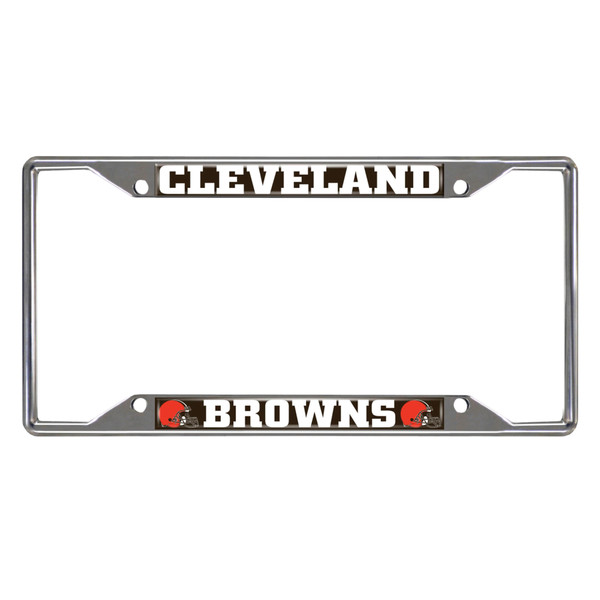 Cleveland Browns License Plate Frame  "Browns Helmet" Logo & "Cleveland Browns" Wordmark Orange