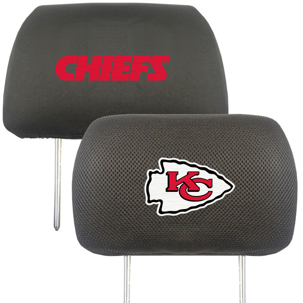 Kansas City Chiefs Head Rest Cover  KC Arrow Primary Logo and Wordmark Black