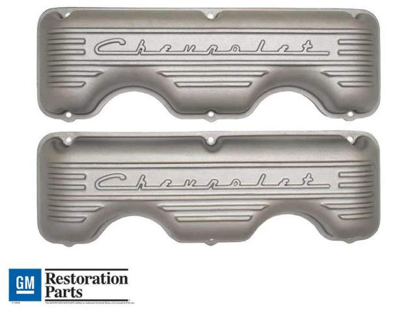 CHEVROLET® 348 / 409 Raised Script and Fins Valve Covers - As-Cast