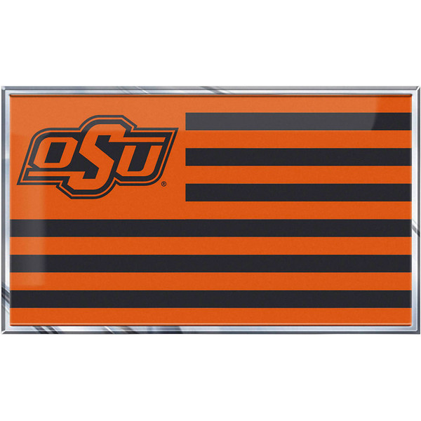 Oklahoma State University - Oklahoma State Cowboys Embossed State Flag Emblem Primary Team Logo on State Flag Design Orange & Black