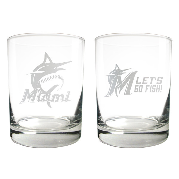 MLB Miami Marlins 2pc Rocks Glass Set