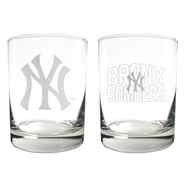 MLB New York Yankees 2pc Rocks Glass Set