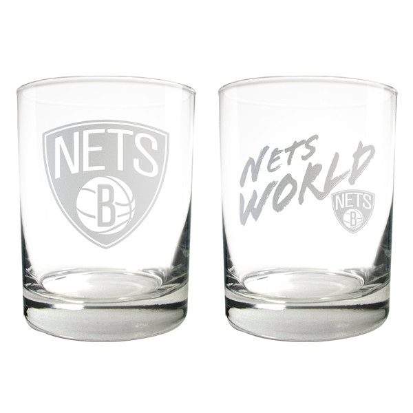 NBA Brooklyn Nets 2pc Rocks Glass Set