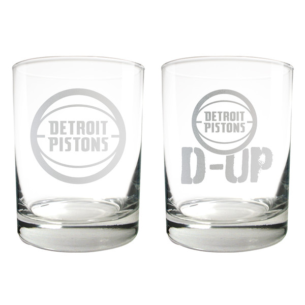 NBA Detroit Pistons 2pc Rocks Glass Set