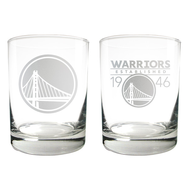NBA Golden State Warriors 2pc Rocks Glass Set