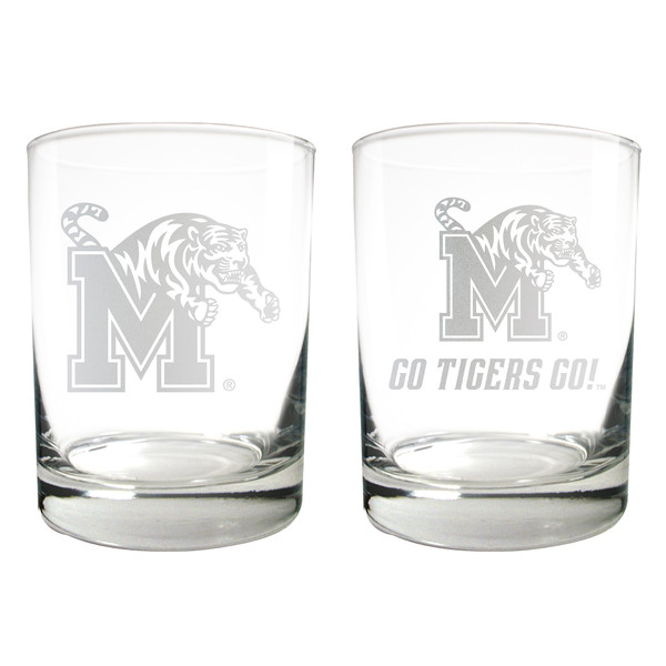 NCAA Memphis Tigers 2pc Rocks Glass Set