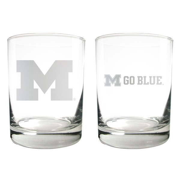 NCAA Michigan Wolverines 2pc Rocks Glass Set
