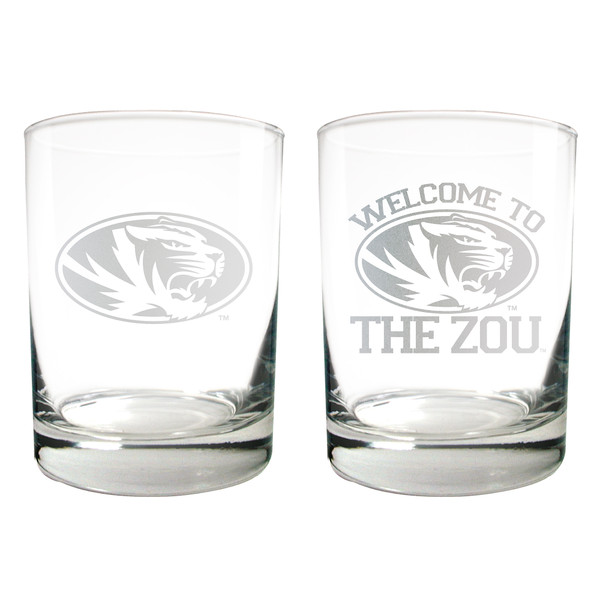 NCAA Missouri Tigers 2pc Rocks Glass Set