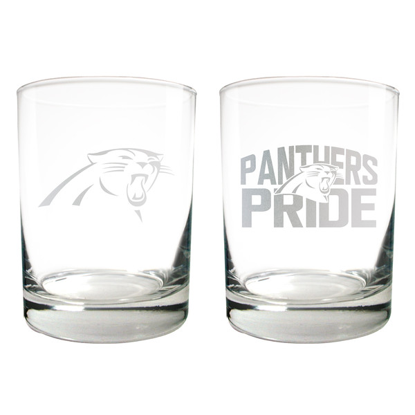 NFL Carolina Panthers 2pc Rocks Glass Set