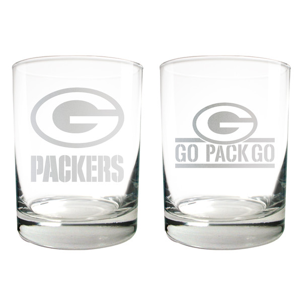 NFL Green Bay Packers 2pc Rocks Glass Set