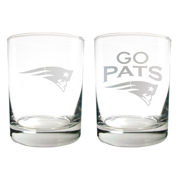 NFL New England Patriots 2pc Rocks Glass Set