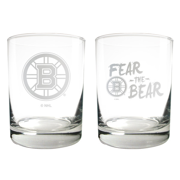 NHL Boston Bruins 2pc Rocks Glass Set