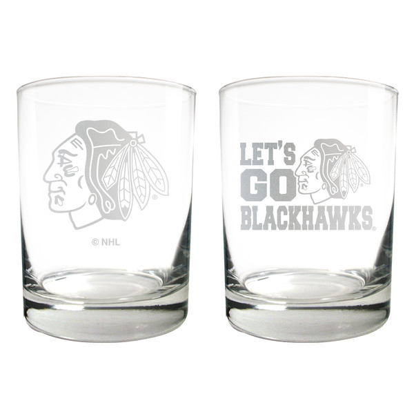 NHL Chicago Blackhawks 2pc Rocks Glass Set