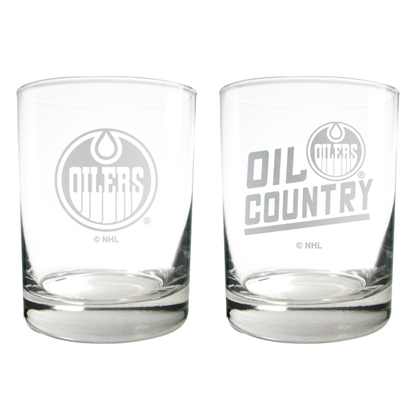 NHL Edmonton Oilers 2pc Rocks Glass Set