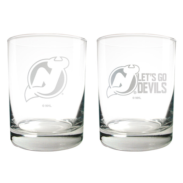 NHL New Jersey Devils 2pc Rocks Glass Set