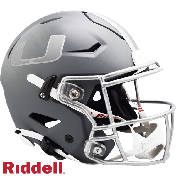 Miami Hurricanes Helmet Riddell Authentic Full Size SpeedFlex Style Slate Alternate