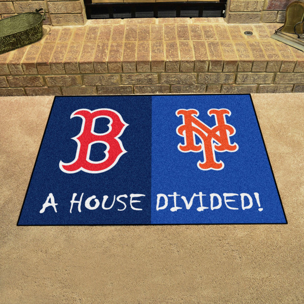 MLB House Divided - Red Sox / Mets House Divided Mat 33.75"x42.5"