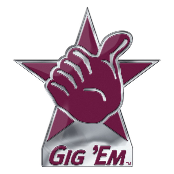 Texas A&M University - Texas A&M Aggies Embossed Color Emblem 2 "Thumbs Up" Alternative Logo Maroon