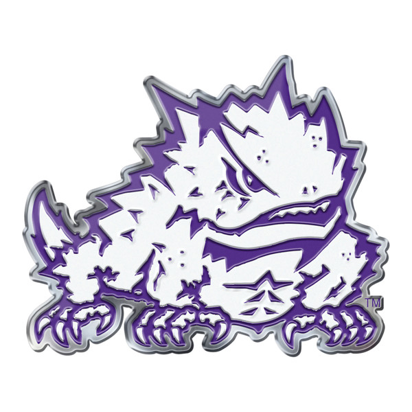 Texas Christian University - TCU Horned Frogs Embossed Color Emblem "Horned Frog" Logo White & Purple