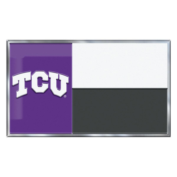 Texas Christian University - TCU Horned Frogs Embossed State Flag Emblem Primary Team Logo on State Flag Design Purple, White & Gray