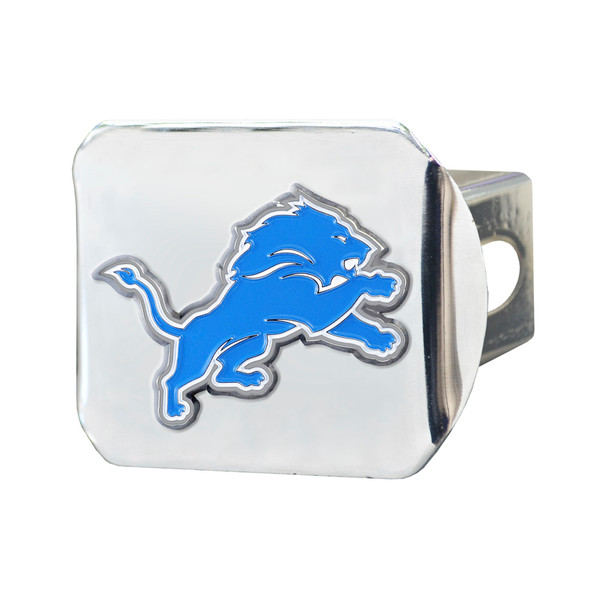 Detroit Lions Color Hitch Cover - Chrome "Lion" Logo Blue