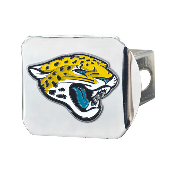 Jacksonville Jaguars Color Hitch Cover - Chrome Jaguar Head Primary Logo Teal