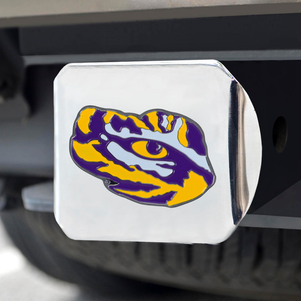 Louisiana State University Color Hitch Cover - Chrome 3.4"x4"