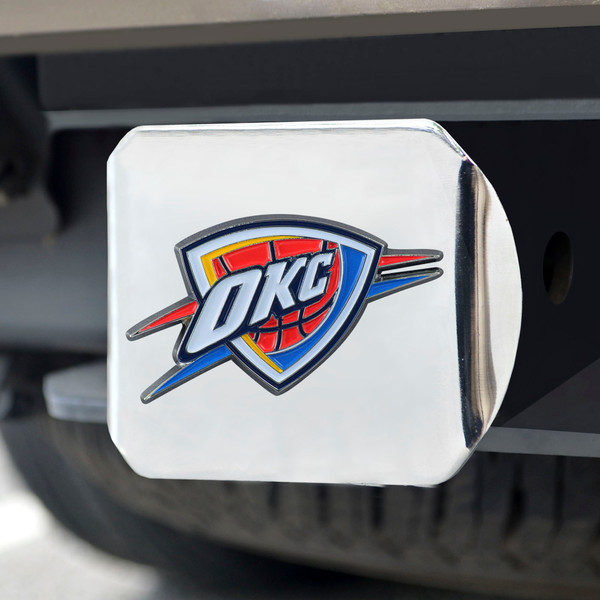 NBA - Oklahoma City Thunder Color Hitch Cover - Chrome 3.4"x4"