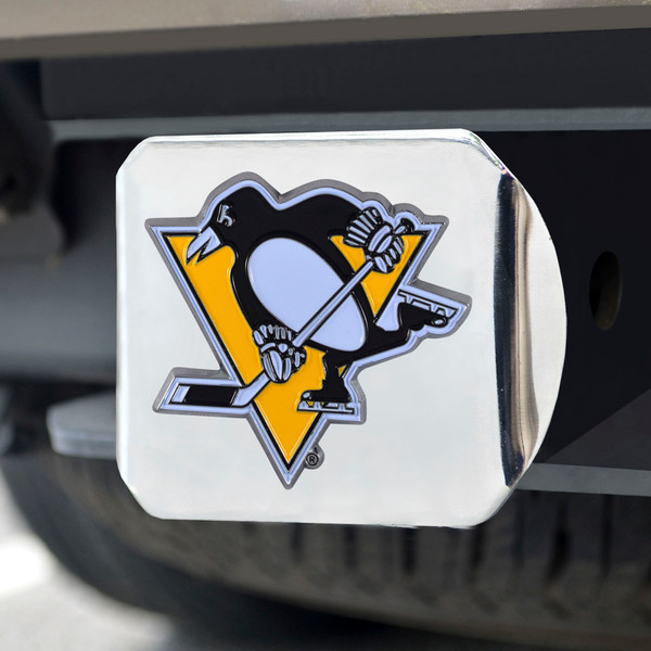 NHL - Pittsburgh Penguins Color Hitch Cover - Chrome 3.4"x4"