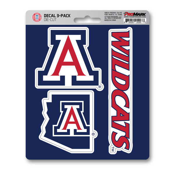 Arizona Wildcats Decal 3-pk 3 Various Logos / Wordmark