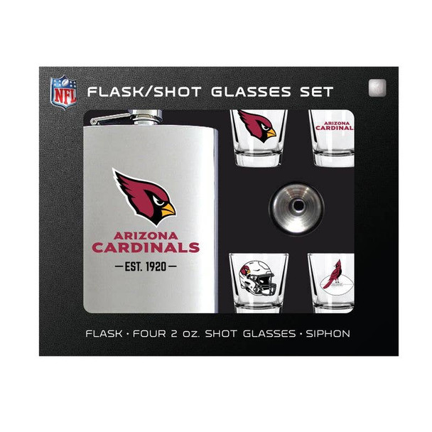 Arizona Cardinals Flask Gift Set Stainless Steel Barware NFL Fan Gift