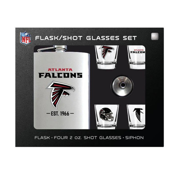 Atlanta Falcons Flask Gift Set Stainless Steel Barware NFL Fan Gift
