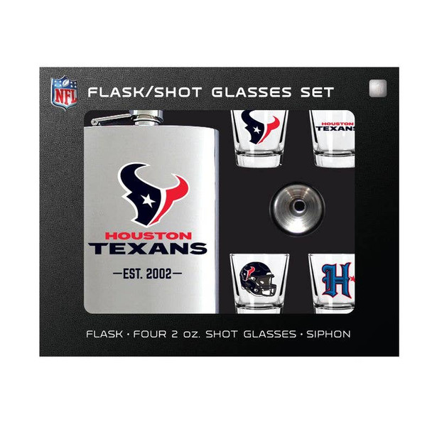 Houston Texans Flask Gift Set Stainless Steel Barware NFL Fan Gift