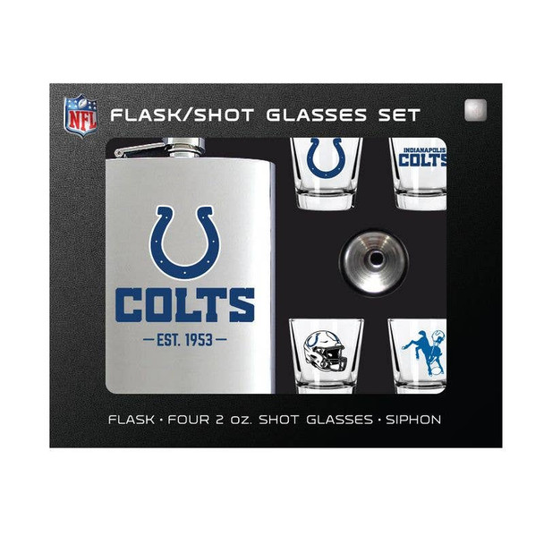 Indianapolis Colts Flask Gift Set Stainless Steel Barware NFL Fan Gift