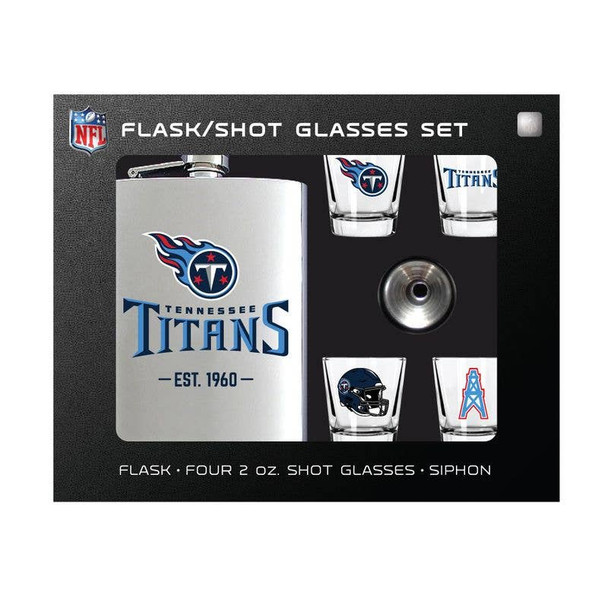 Tennessee Titans Flask Gift Set Stainless Steel Barware NFL Fan Gift