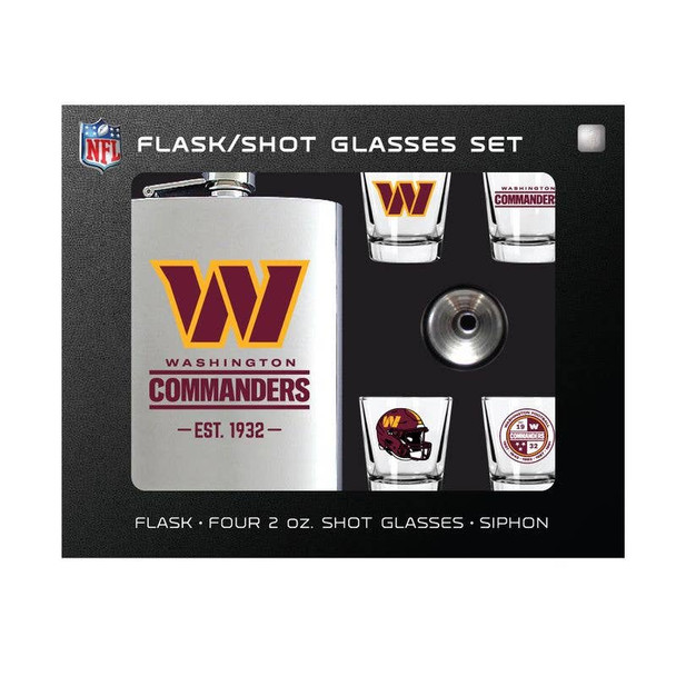 Washington Commanders Flask Gift Set Stainless Steel Barware NFL Fan Gift