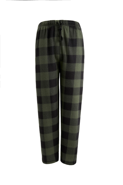 Men's Plaid Fleece Pajama Pant Black / Green